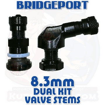 Bridgeport Valve Stem Straight And Angled Aluminum 8.3mm Black 2 Pack