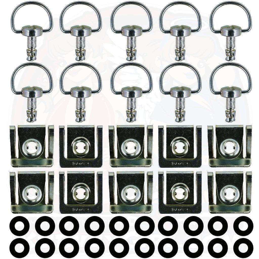 Dzus D8 12 mm D Ring Clip on 10 Pack Silver