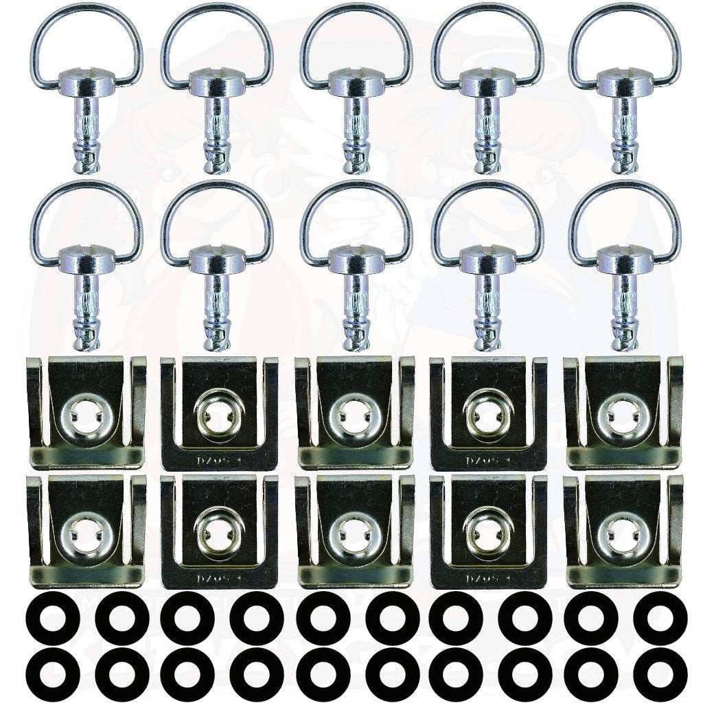 Dzus D8 14 mm D Ring Clip on 10 Pack Silver