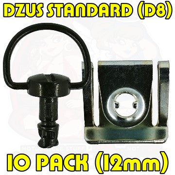 Dzus D8 12 mm D Ring Clip On Black 10 Pack