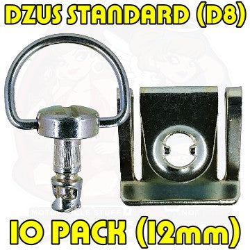 Dzus D8 12 mm D Ring Clip On Silver 10 Pack