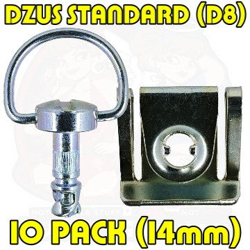 Dzus D8 14 mm D Ring Clip On Silver 10 Pack