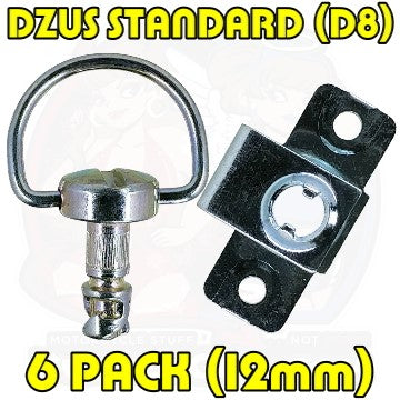 6pc Fiberglass Bodywork DZUS D8 D Ring Rivet On Silver WL 12mm KurveyGirl