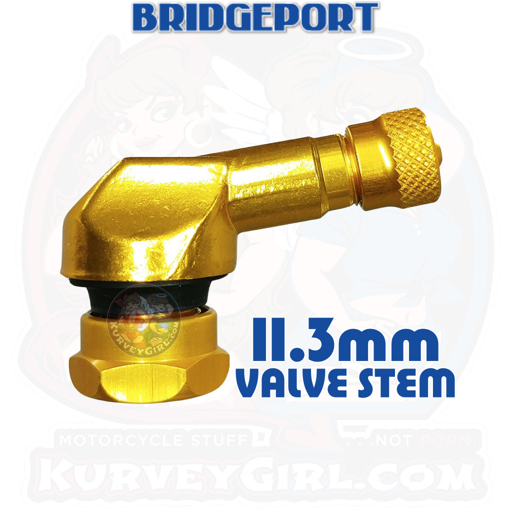 Valve Stem Angled 83 Degree 11.3 mm Aluminum Gold 2 Pack Racing Gen 2 Bridgeport