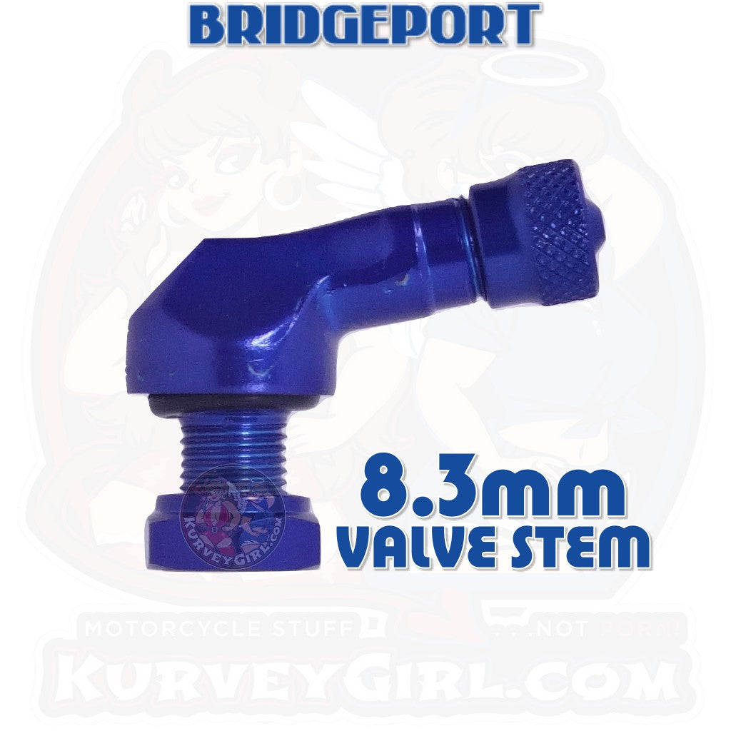 83deg Aluminum 8.3mm Racing Angled Valve Stems - Blue (2 pcs