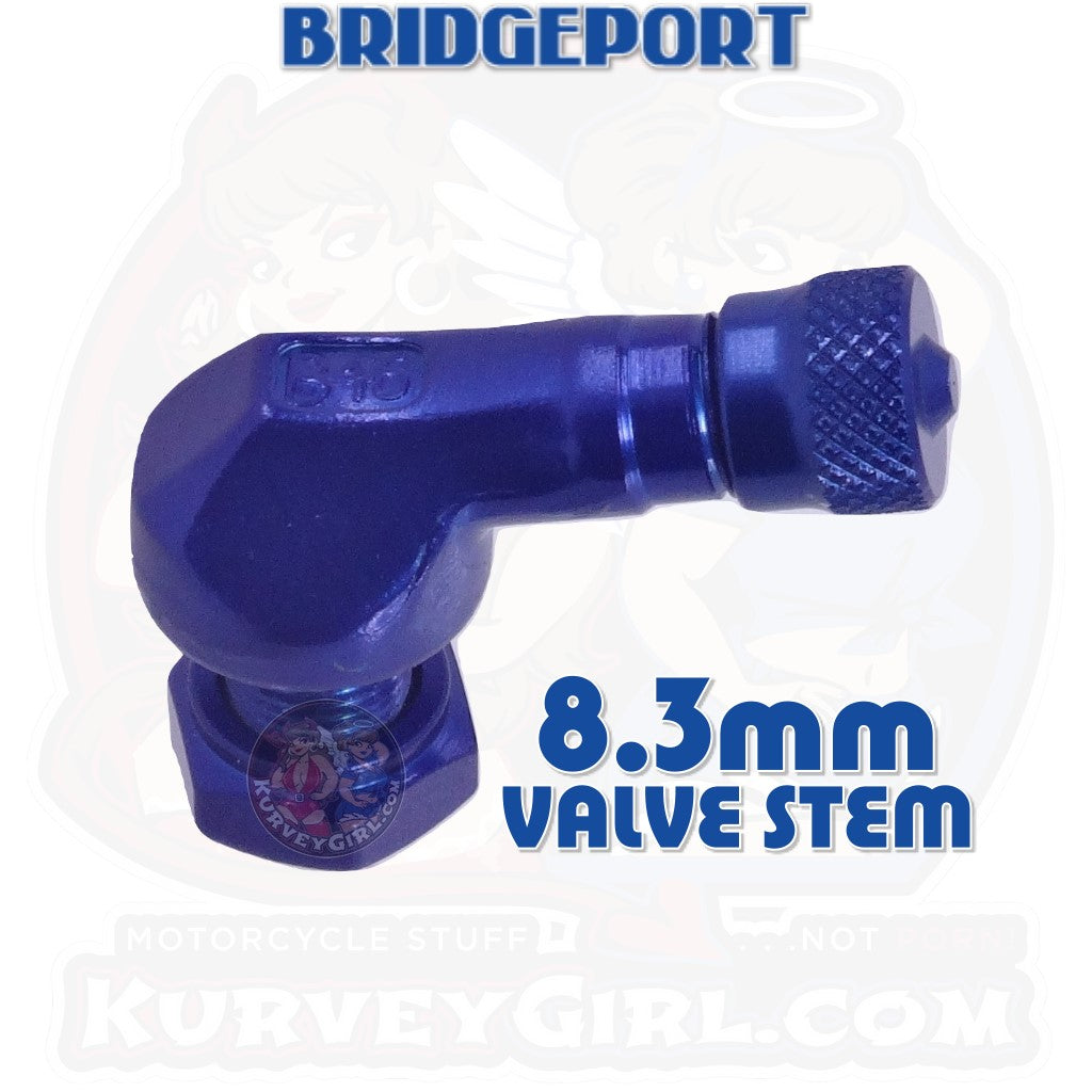 Valve Stem Angled 83 Degree 8.3 mm Aluminum Blue 2 Pack Racing Bridgeport Iso