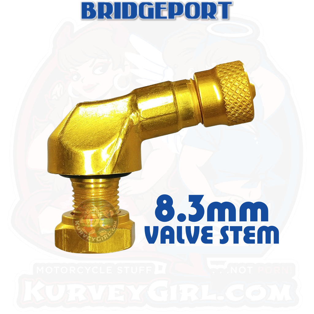Valve Stem Angled 83 Degree 8.3 mm Aluminum Gold 2 Pack Racing Bridgeport
