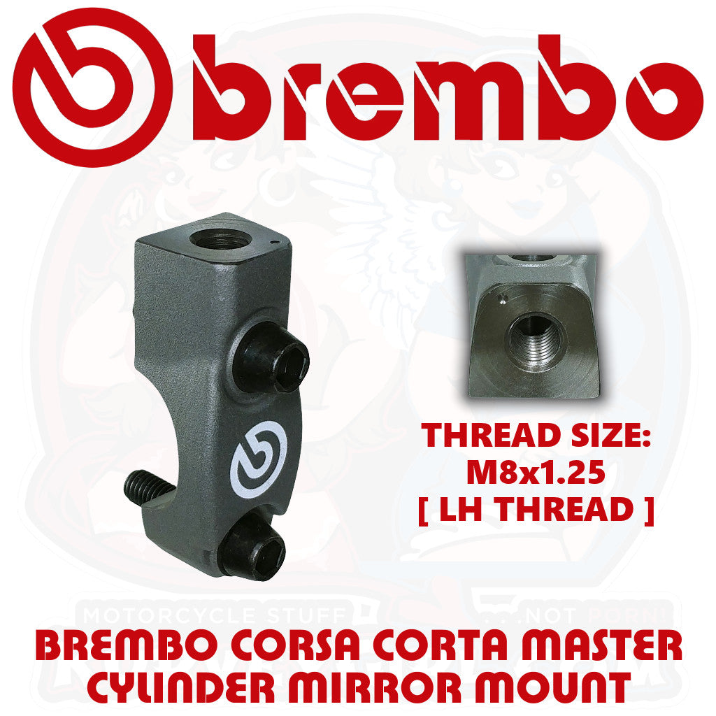 Brembo Master Cylinder Clamp - RCS Corsa Corta - 110.C740.81 - M8x1.25 Mirror Fitting - White with thread size - left hand thread
