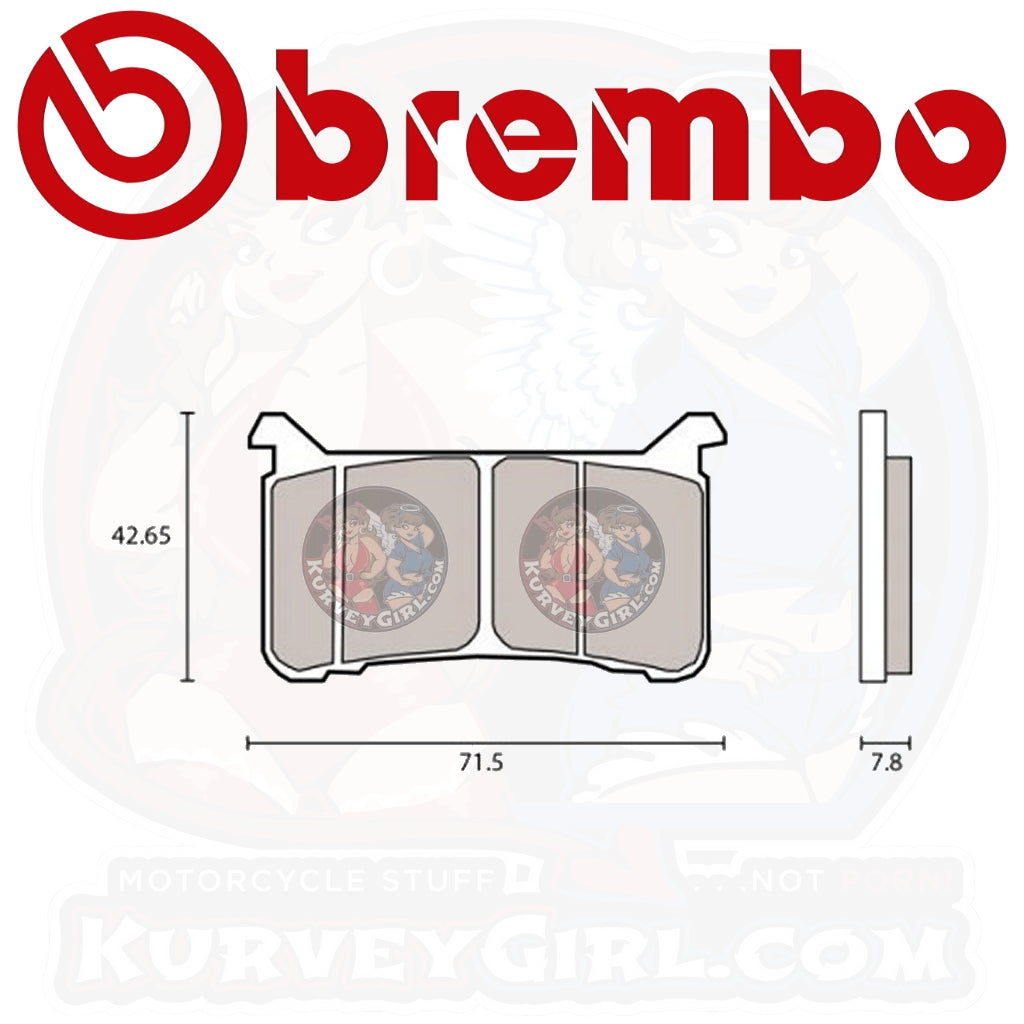 Brembo Brake Pad Shape Compound Z04 107A48610 107.A486.10 M108Z04 Pad Shape and Dimensions