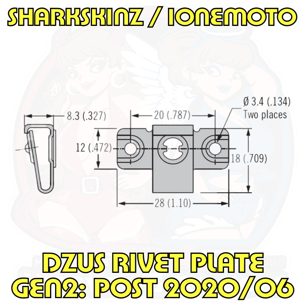 Dzus SharkSkinz iOneMoto Spring Plate 2020 Drawing Dimensions Measurement