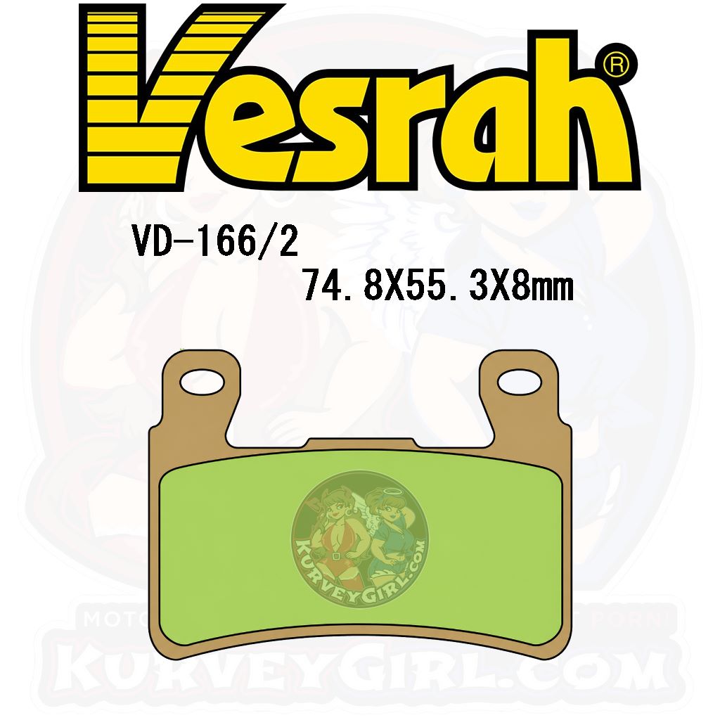 Vesrah Brake Pad Shape VD 166-2 pad thickness 8mm