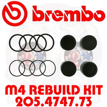 Small Image of Brembo 34 mm Caliper Service Kit M4 pistons and pistons seals and dust seals   205474773 205.4747.73