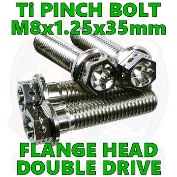 Titanium Pinch Bolt Flange Head Double Drive Safety Wire M8x35x1.25 Motorcycle Fork Leg 2nd Photo PBHF-G1
