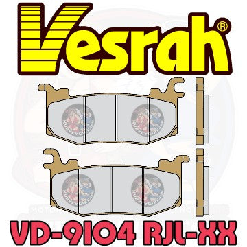 Vesrah Brake Pad Shape VD 9104 RJL-XX - Vesrah brake pads with product code VD-9104 RJL-XX on a white background