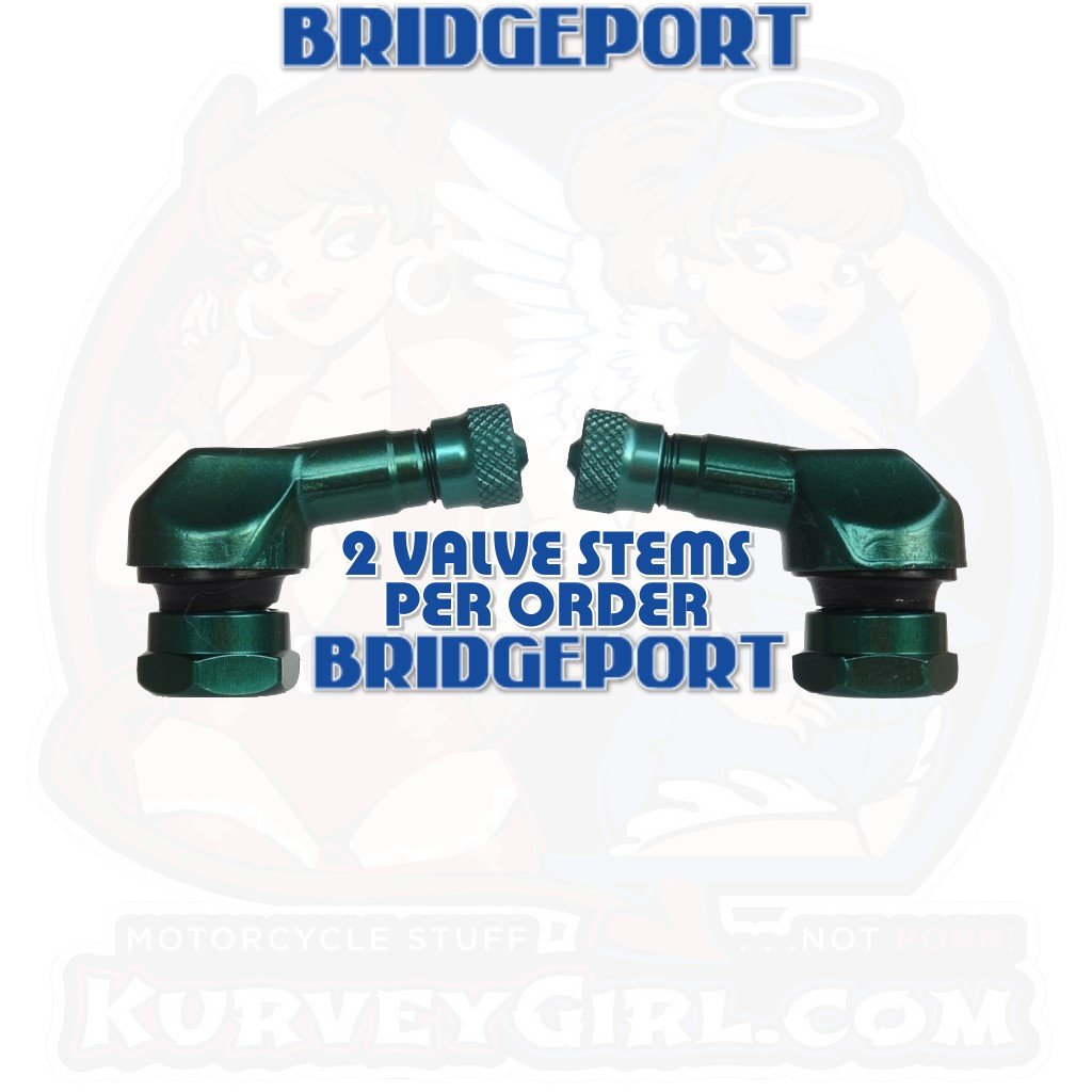 Valve Stem Angled 83 Degree 11.3 mm Aluminum Green 2 Pack Racing Bridgeport 2 Gen 2