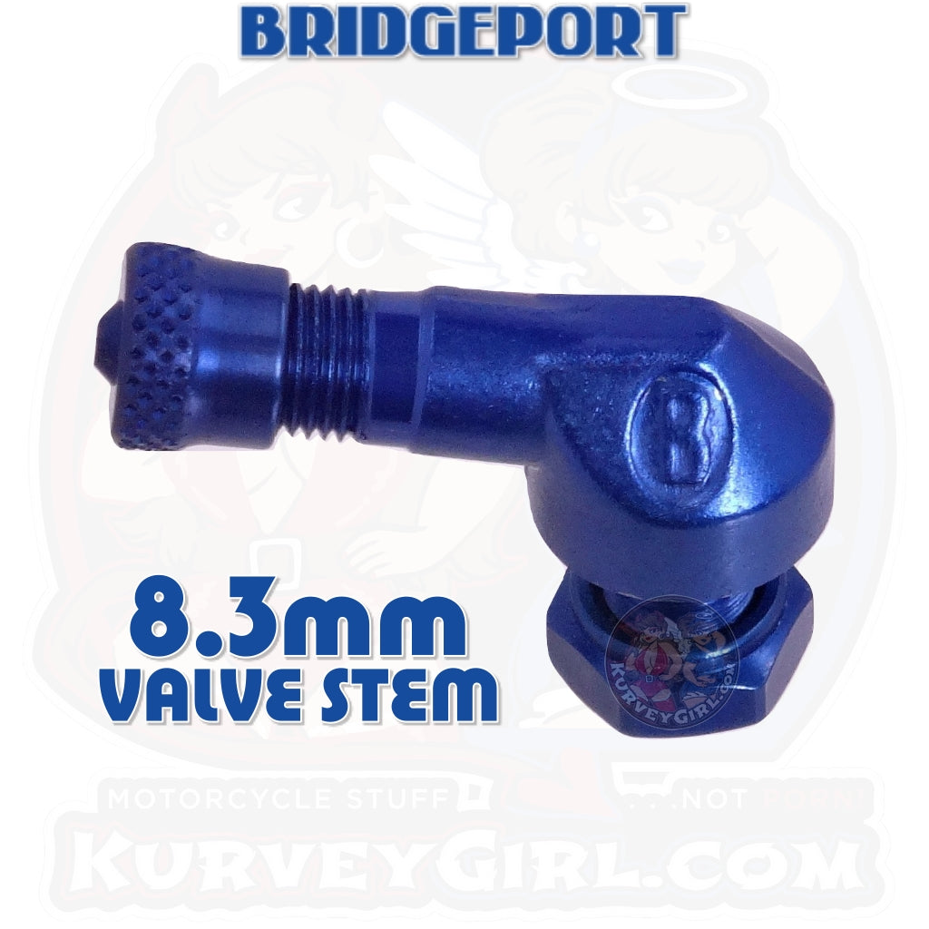 83deg Aluminum 8.3mm Racing Angled Valve Stems - Blue (2 pcs)