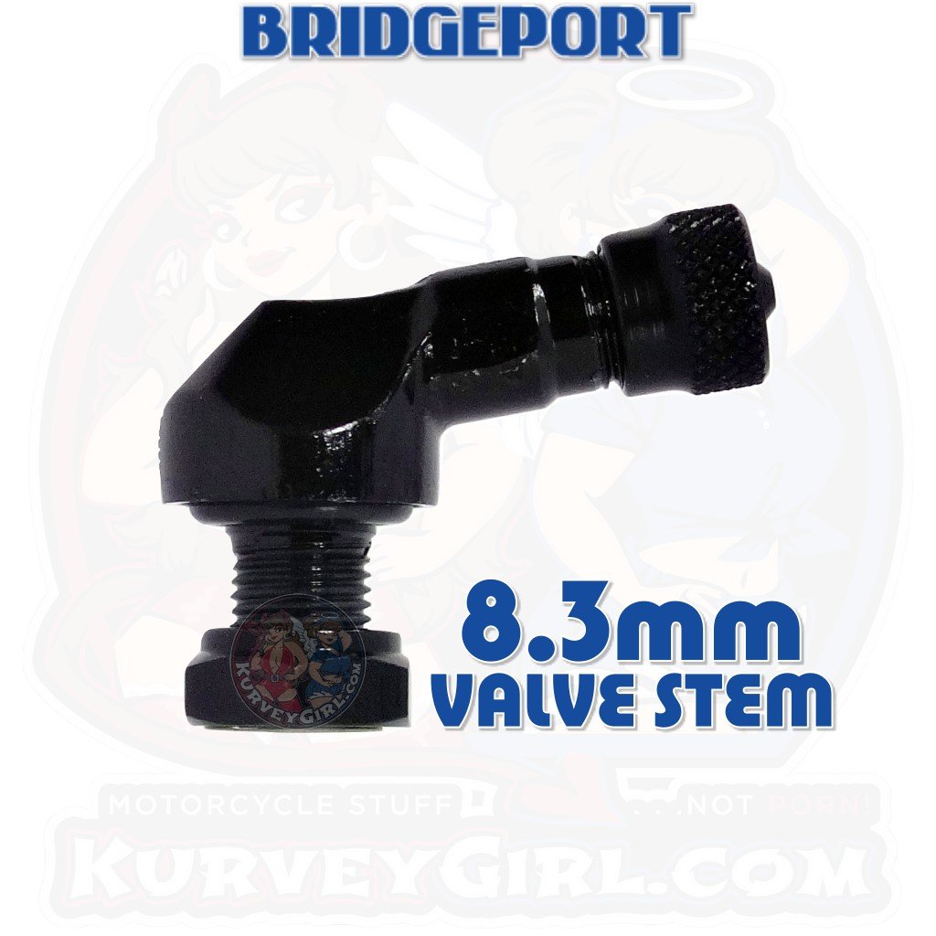 Valve Stem Angled 83 Degree 8.3 mm Aluminum Black 2 Pack Racing Bridgeport