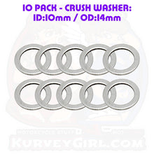 Load image into Gallery viewer, Aluminum 10mm Crush Washer: 2.0mm Thickness (ID: 10mm, OD: 14mm)
