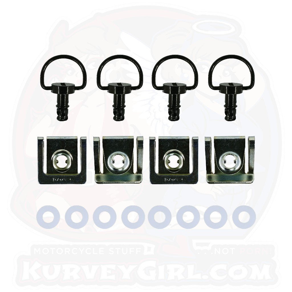 Dzus 12 mm D Ring Bolt Clip On Black 4 Pack