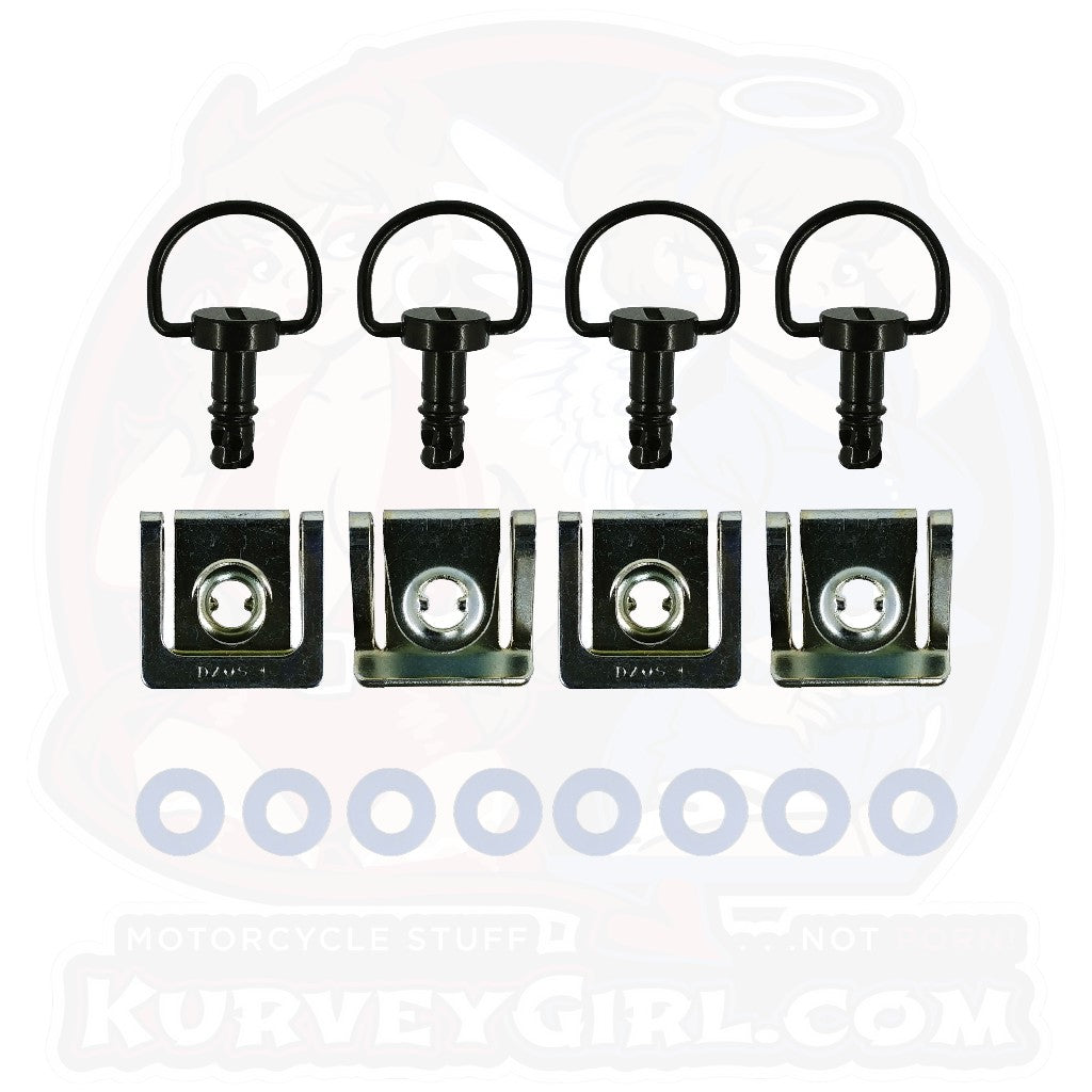 Dzus D3 14 mm D Ring Bolt Clip On Black 4 Pack Ducati 749