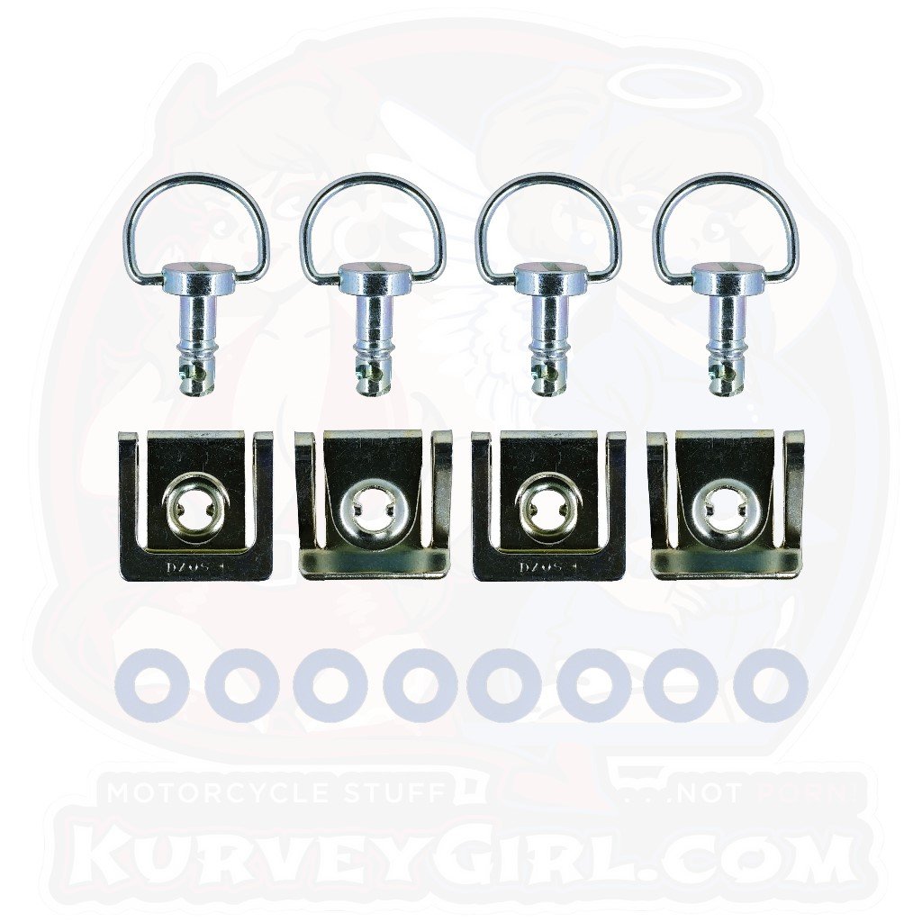 4pc: OEM Plastic Bodywork, DZUS CLASSIC (D3), D-Ring, Clip-On, Silver, WL=14mm