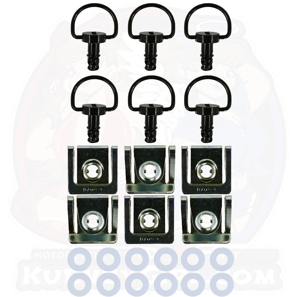 6pc: Ducati 748, 916, 996, 998, Dzus Classic (D3), D-Ring, Black, WL=12mm