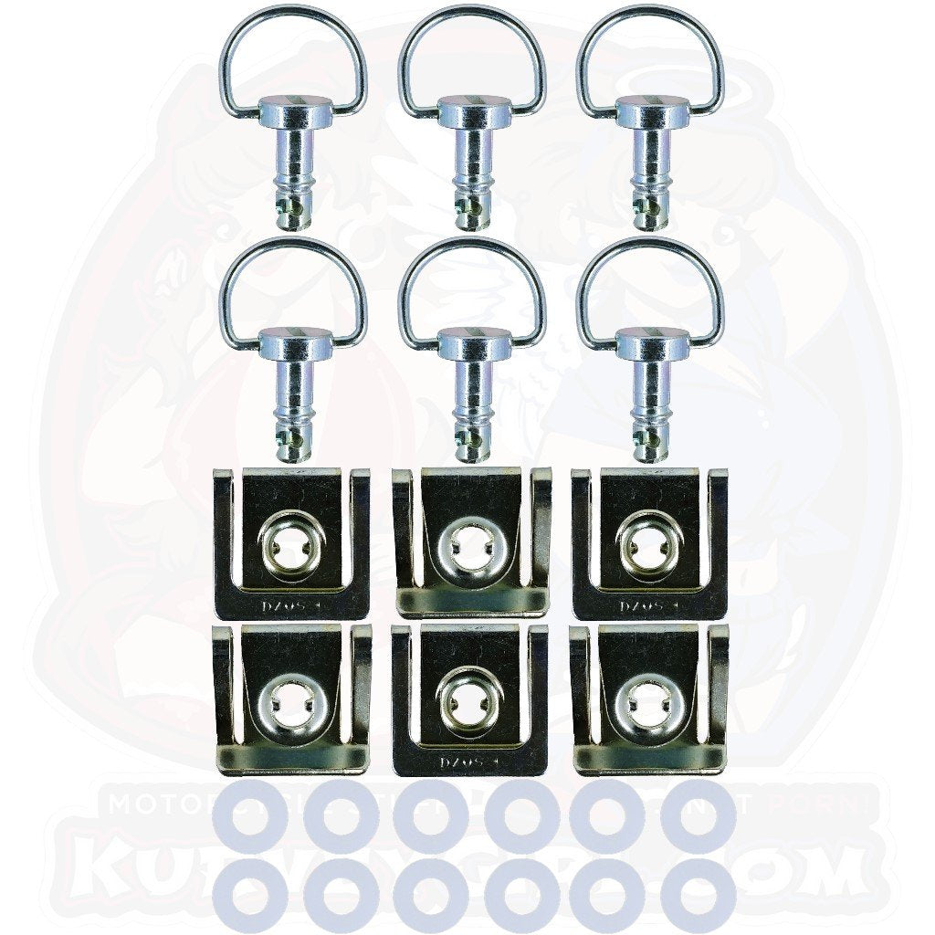 Dzus 14 mm D Ring Clip On Silver 6 Pack
