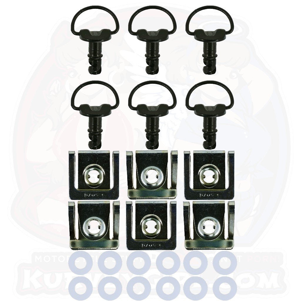 6pc: Genuine Ducati Dzus Bolt Kit for 748, 916, 996 & 998 - Black Finish