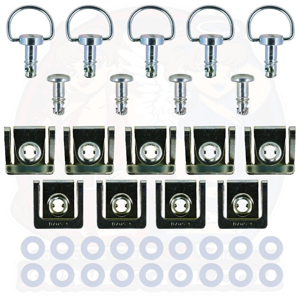 9pc: Ducati 749 & 999 Kit, Dzus Classic (D3), D-Ring & Button Head, Silver, WL=14mm