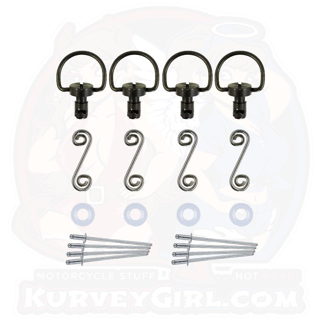 Dzus Pro D Ring S-Spring Rivet On 35 4 Pack Black