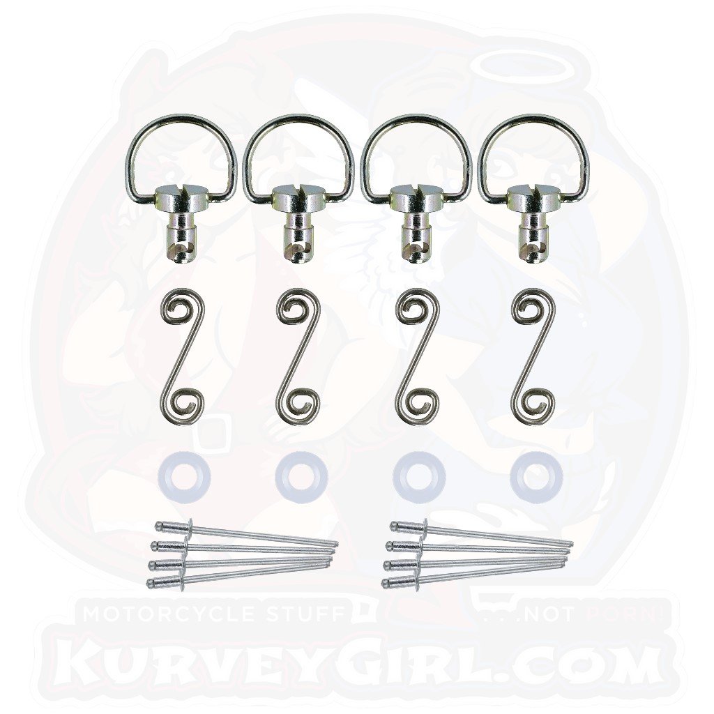 4pc: Fiberglass Bodywork, DZUS PRO (D4), D-Ring, S-Spring, Rivet-On, Silver, (35)