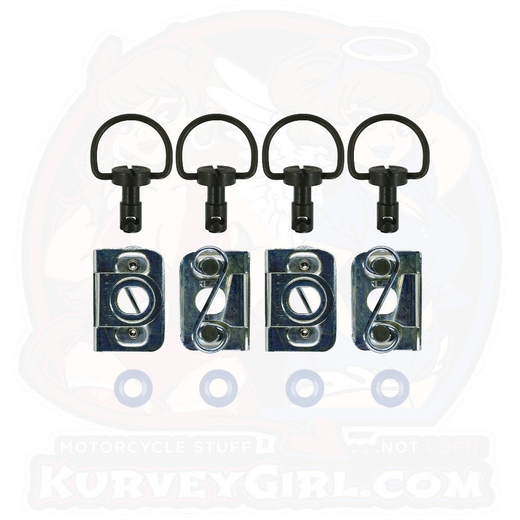 4pc: Fiberglass Bodywork, DZUS PRO (D4), D-Ring, S-Spring, Clip-On, Black, (45)