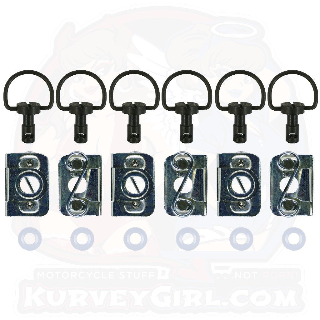 6pc: Fiberglass Bodywork, DZUS PRO (D4), D-Ring, S-Spring, Clip-On, Black, (45)
