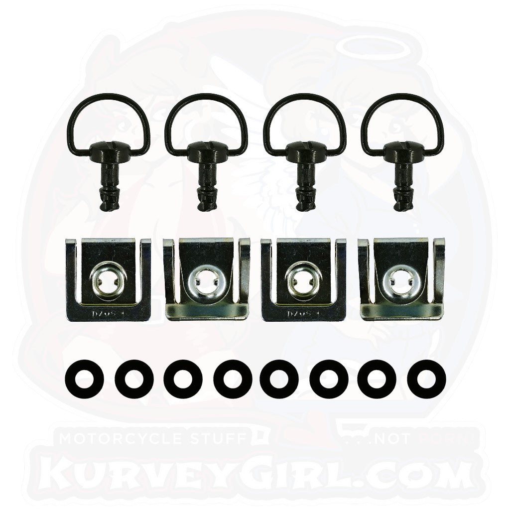 Dzus D8 12 mm D Ring Clip On 4 Pack Black