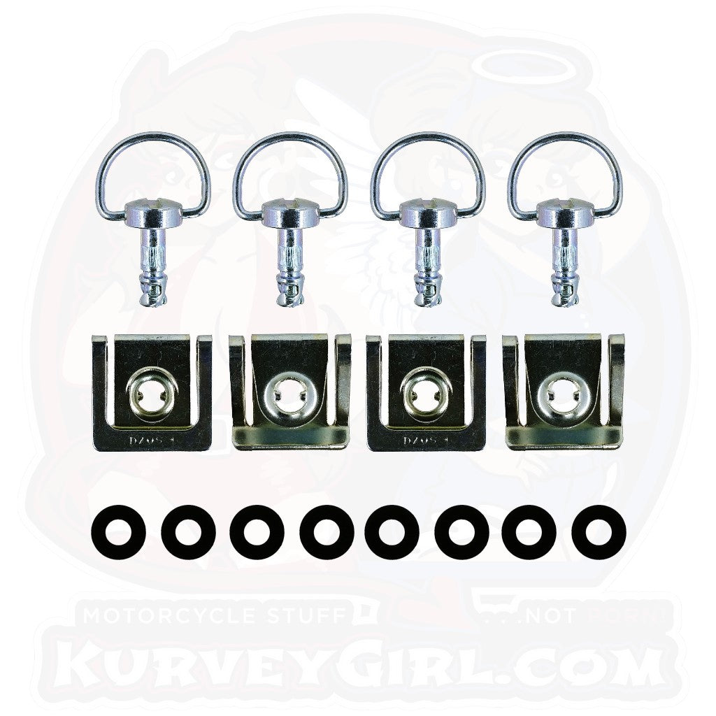 Dzus D8 14 mm D-Ring Clip On 4 Pack Silver