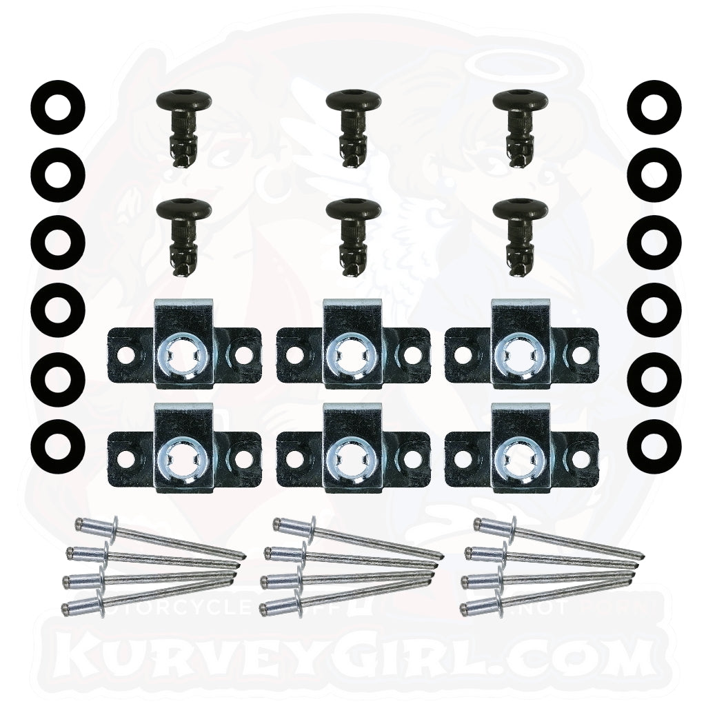 6pc: Carbon Fiber Bodywork, DZUS (D8), Button Head, Rivet-On, Black, WL=10mm