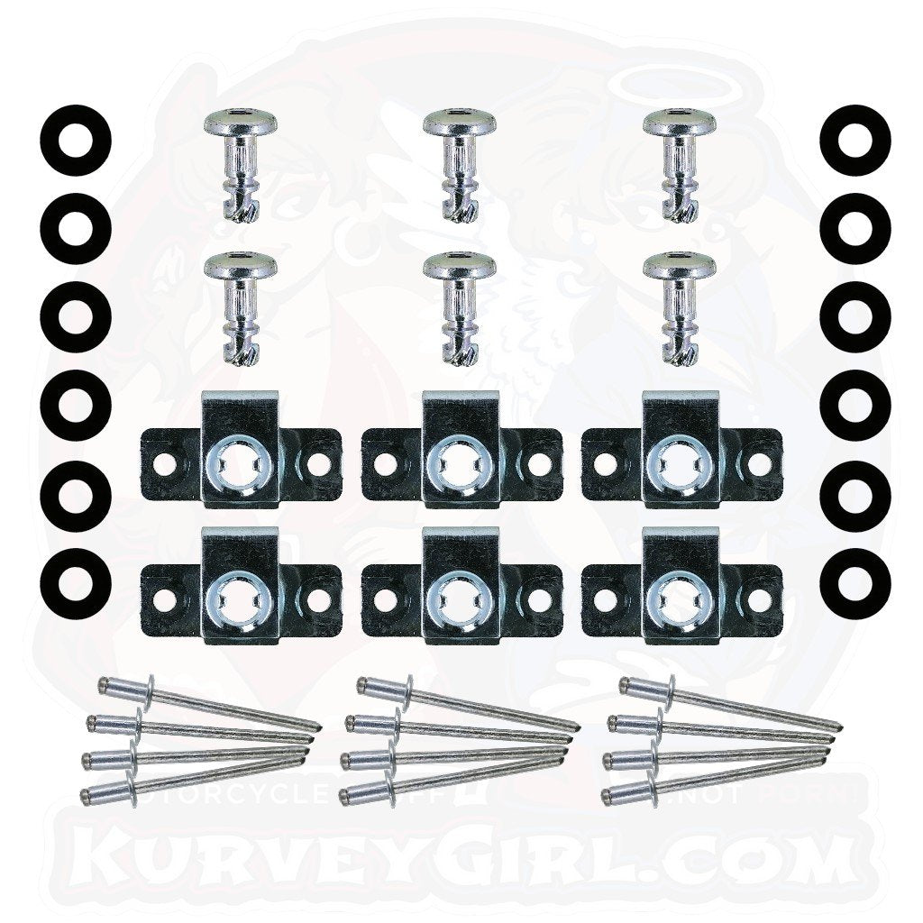 6pc: Fiberglass Bodywork, DZUS (D8), Button Head, Rivet-On, Silver, WL=12mm