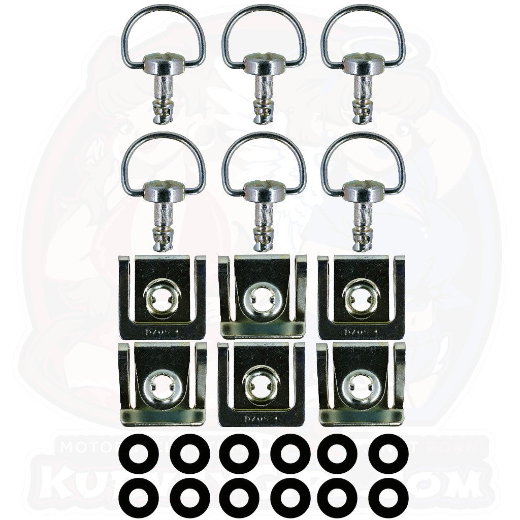 6pc: Fiberglass Bodywork, DZUS (D8), D-Ring, Clip-On, Silver, WL=12mm