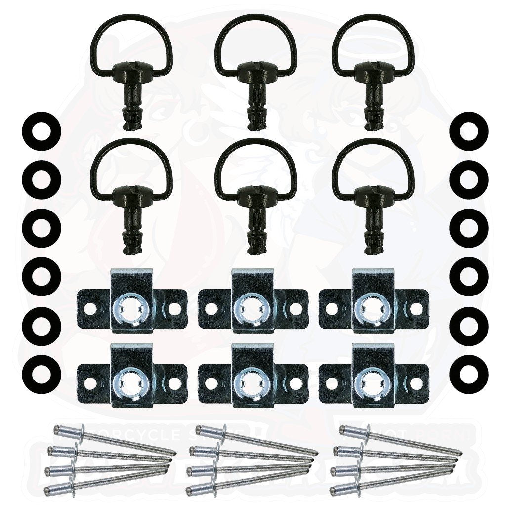 Dzus D8 12 mm D Ring Rivet On 6 Pack Black