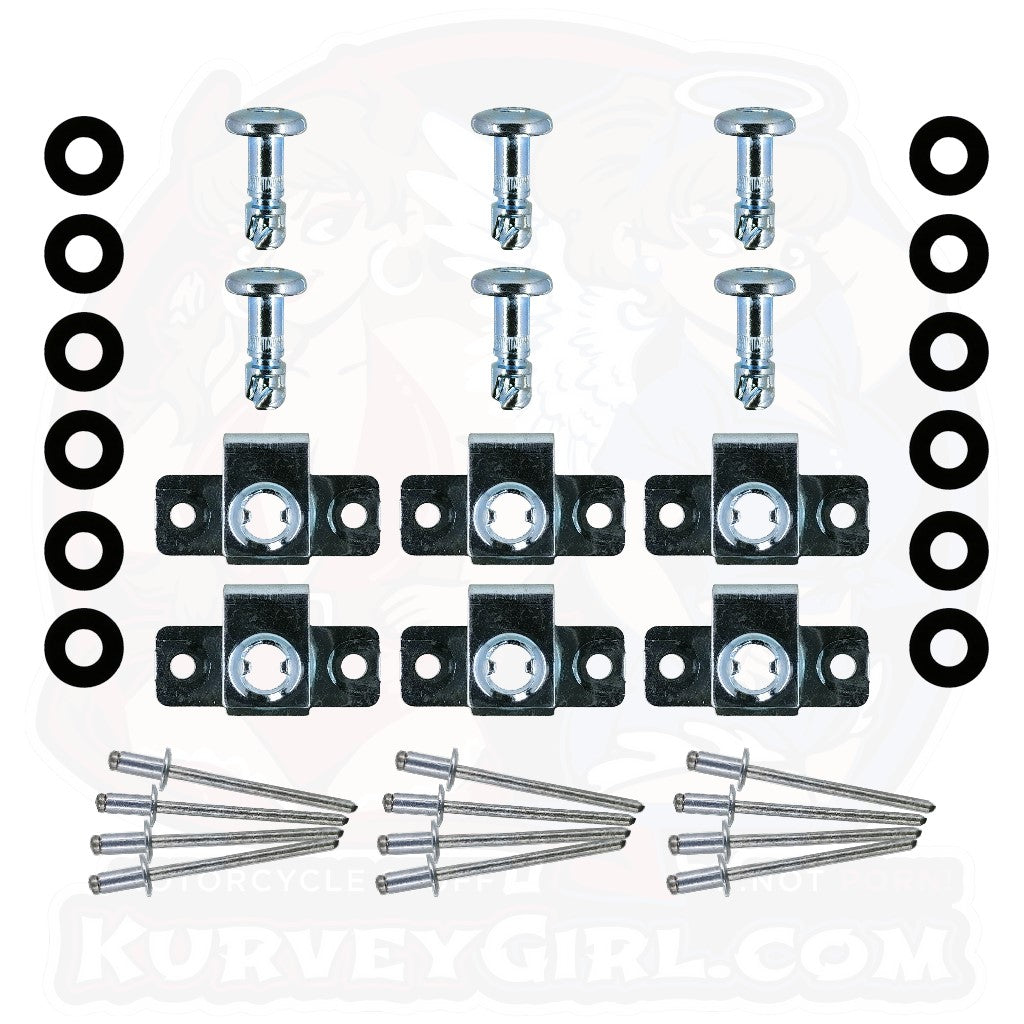 6pc: OEM Plastic Bodywork, DZUS (D8), Button Head, Rivet-On, Silver, WL=14mm
