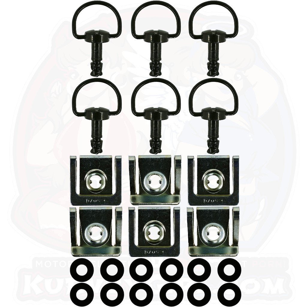 Dzus D8 14 mm D Ring Clip On 6 Pack Black