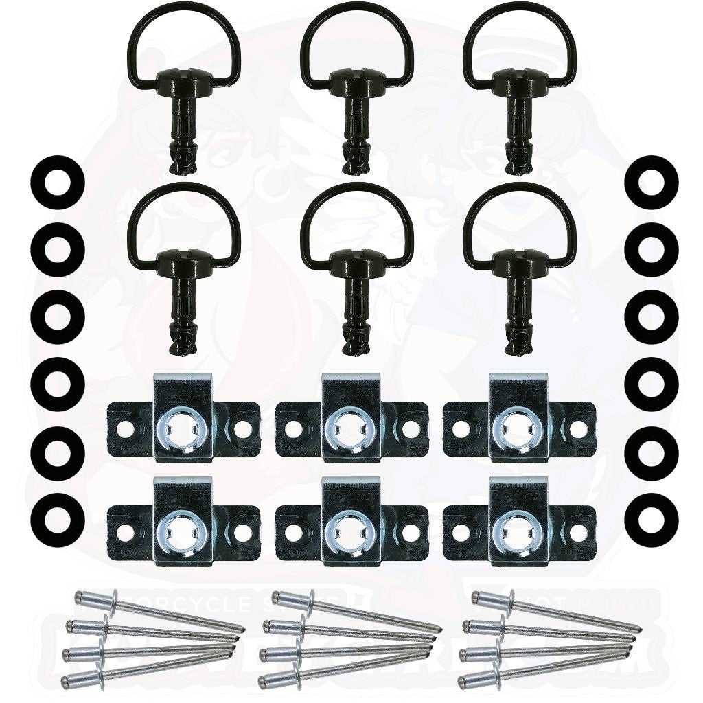 Dzus D8 14 mm D Ring Rivet On 6 Pack Black