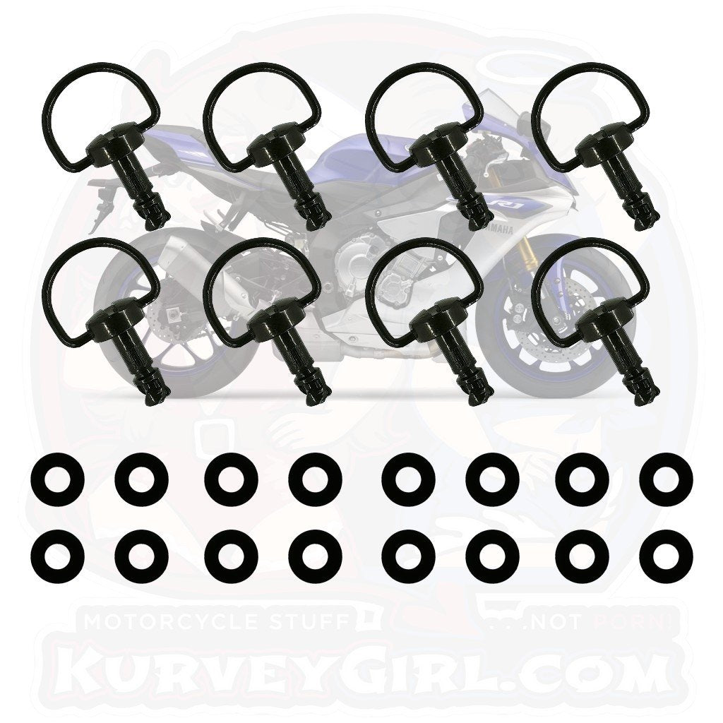 Yamaha 15-19 R1 Dzus Kit, DZUS (D8), D-Ring, Black Finish, WL=14mm