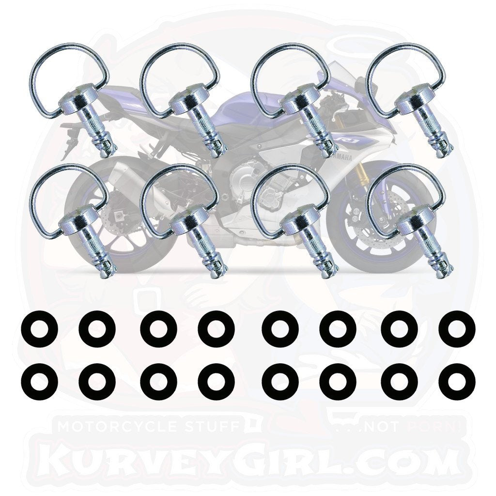 Yamaha 15-19 R1 Dzus Kit, DZUS (D8), D-Ring, Silver Finish, WL=14mm