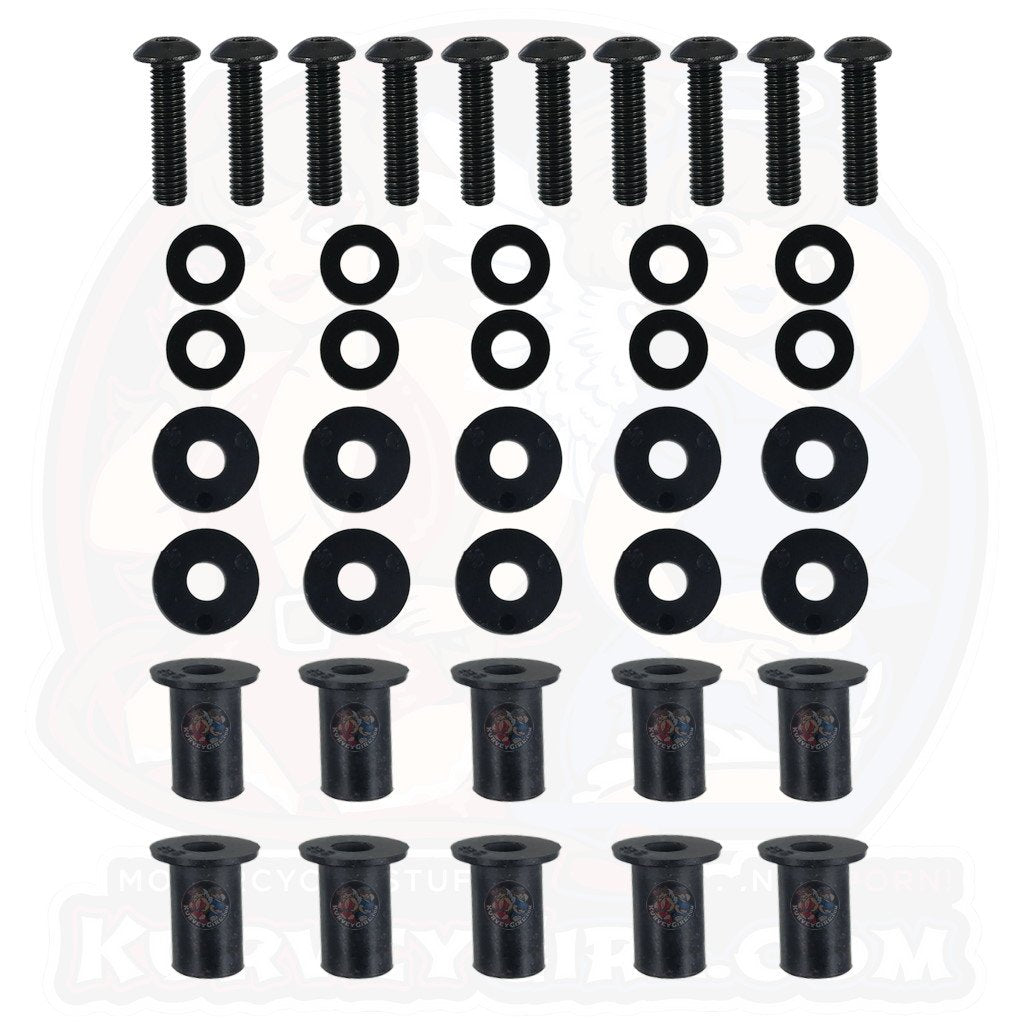 M5 Metric Wellnut Windshield Attachment Kit	Black Pack of 10