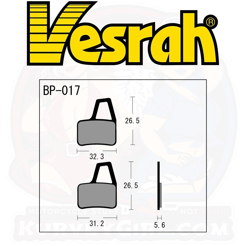 Vesrah BP-017 Bicycle Brake Pads bike MTB Mountain Bike shape dimensions Hayes El Camino Hydraulic