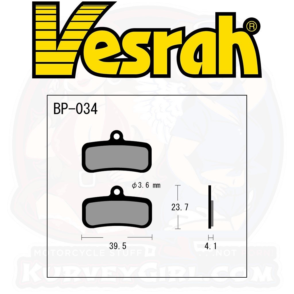 Vesrah BP-034 Bicycle Brake Pads bike MTB Mountain Bike shape dimensions Shimano DORE XT BR-M8120 Saint BR-M640 BR-M810 BR-M820 SLX BR-M7120 XTR BR-M9120