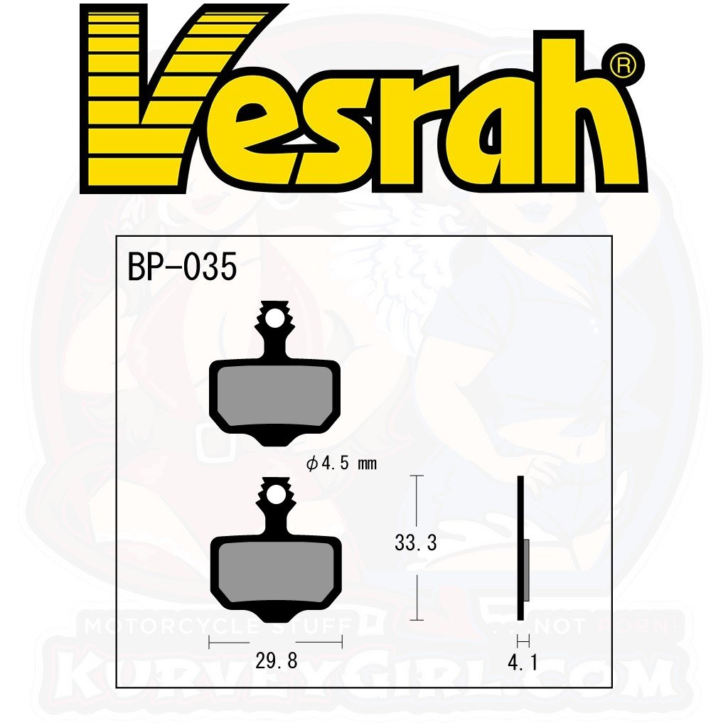 Vesrah BP-035 Bicycle Brake Pads bike MTB Mountain Bike shape dimensions Avid Elixir 5 7 9 CR R XX SRAM XX AXS FROCE DB5 Level XO XX World Cup