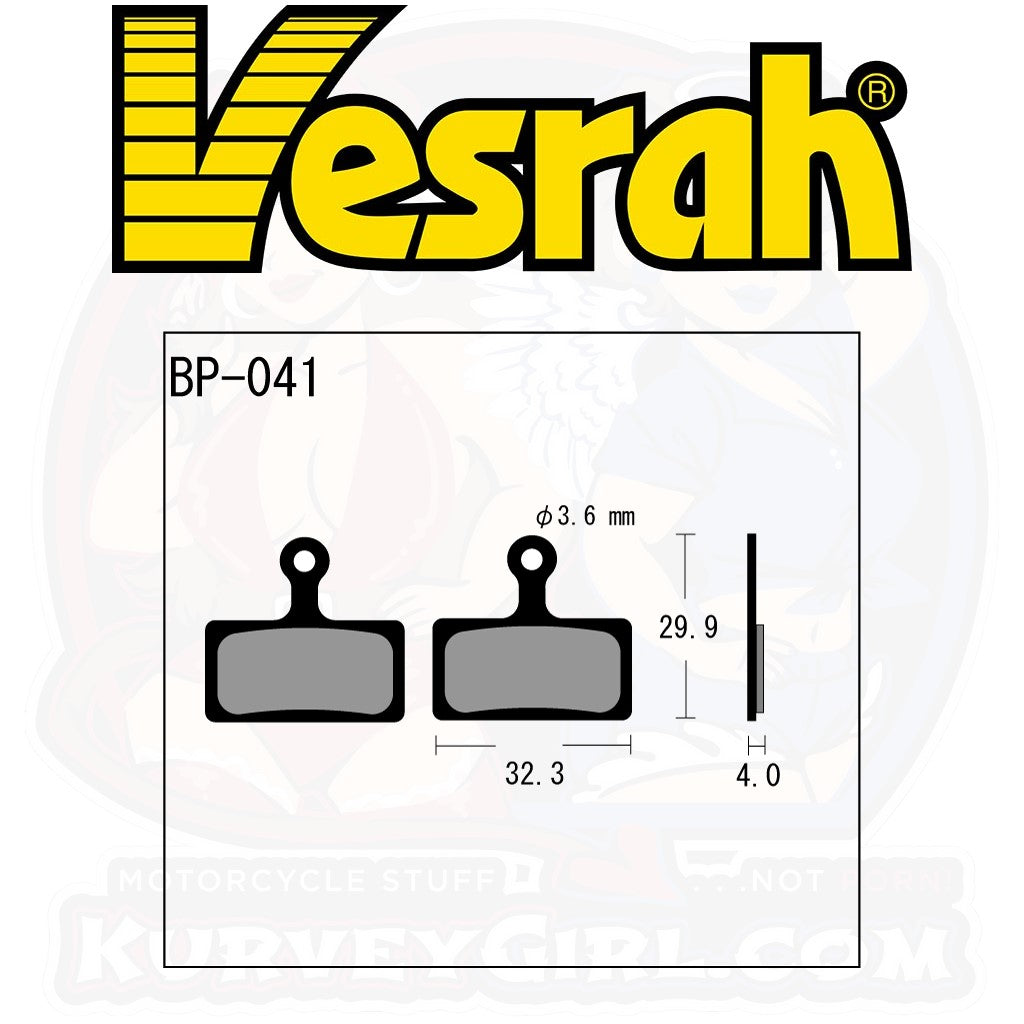 Vesrah BP-041 Bicycle Brake Pads bike MTB Mountain Bike shape dimensions Shimano ALIVIO BR-M4050 DORE XT BR-M60000 XTR BR-CX75 BR-M666 BR-M675 BR-M785 BR-M8000 BR-M900 BR-M985 BR-M987 BR-S700