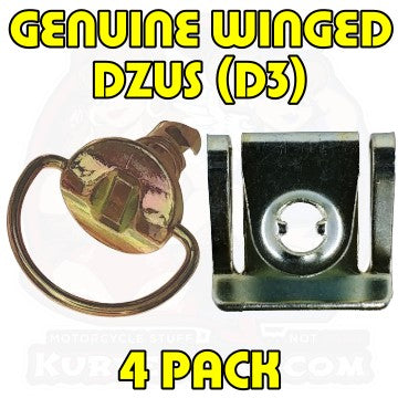 Dzus Genuine Winged Bolt Kit OEM Gold Tone 4 Pack Close Up